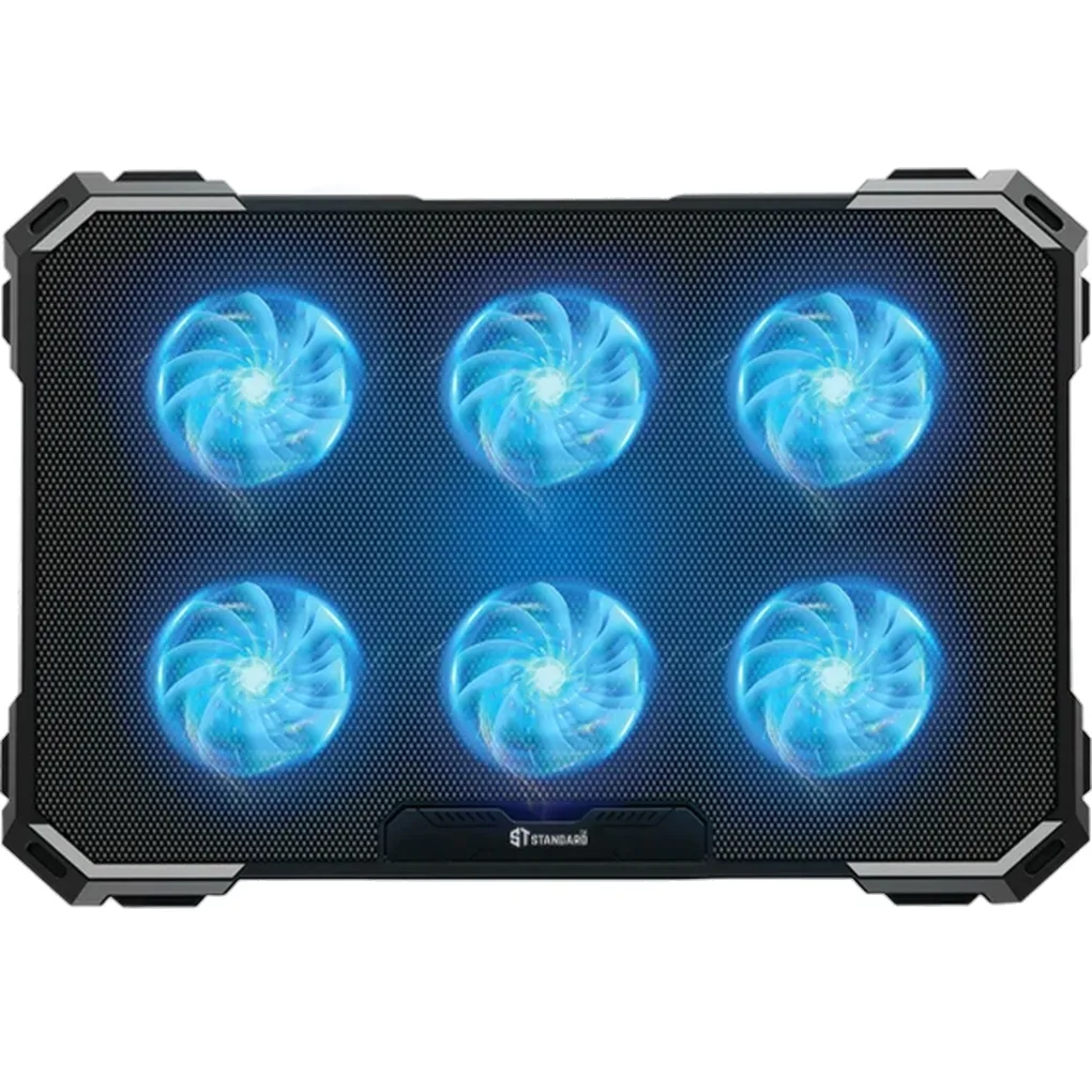 ST‑Standard ICE06N Laptop Cooler - 6 Fans, LED Lighting, USB Ports - Silent Operation, Fits Laptops up to 17"