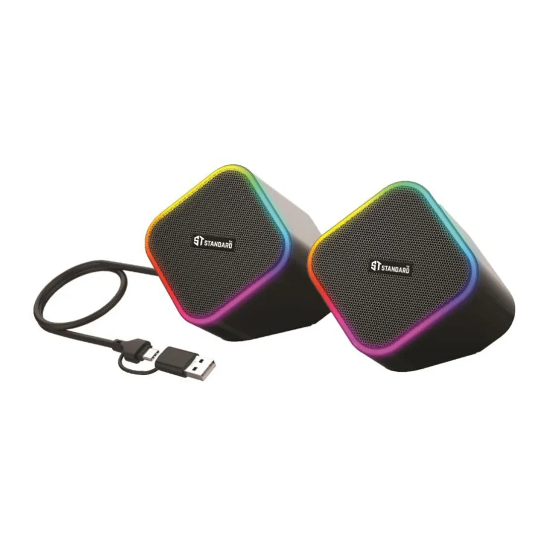 ST‑Standard Spark‑X RGB USB Stereo Speakers - Plug & Play with Volume Control