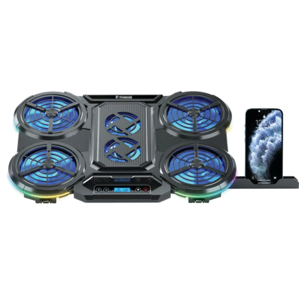 ST‑Standard ICE08 Laptop Cooler – 6 Fans, RGB Lighting, LCD Display - Silent Operation, Fits Laptops up to 17"