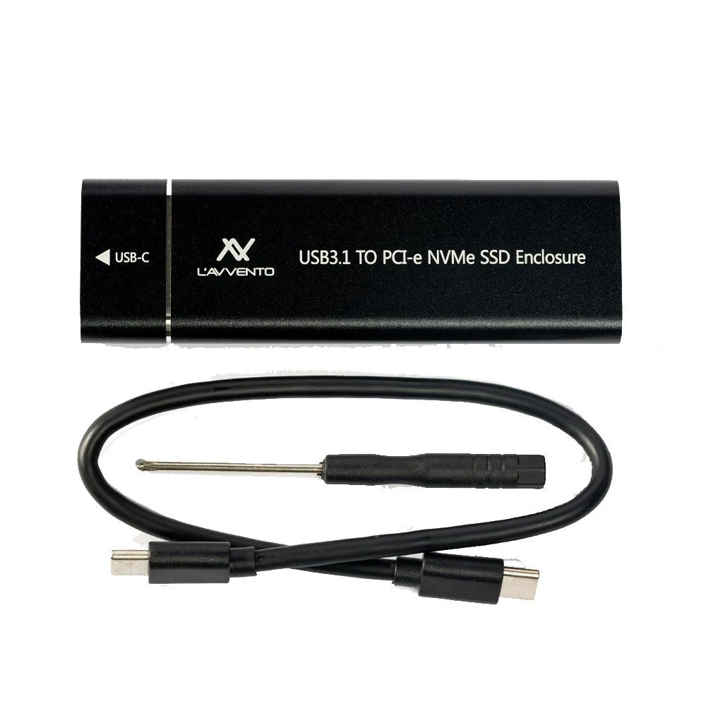 L'AVVENTO CV416 M.2 NVMe SATA SSD Enclosure — USB Type-C, Black